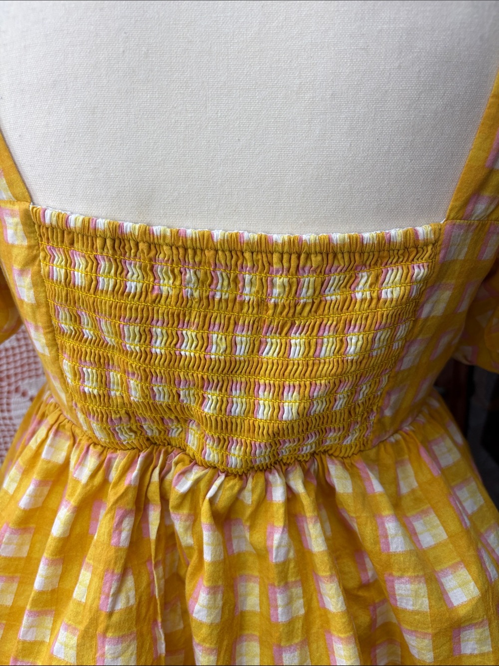 Hudson North Gingham Puff Sleeve Top Sz Sm - Picture 8 of 10